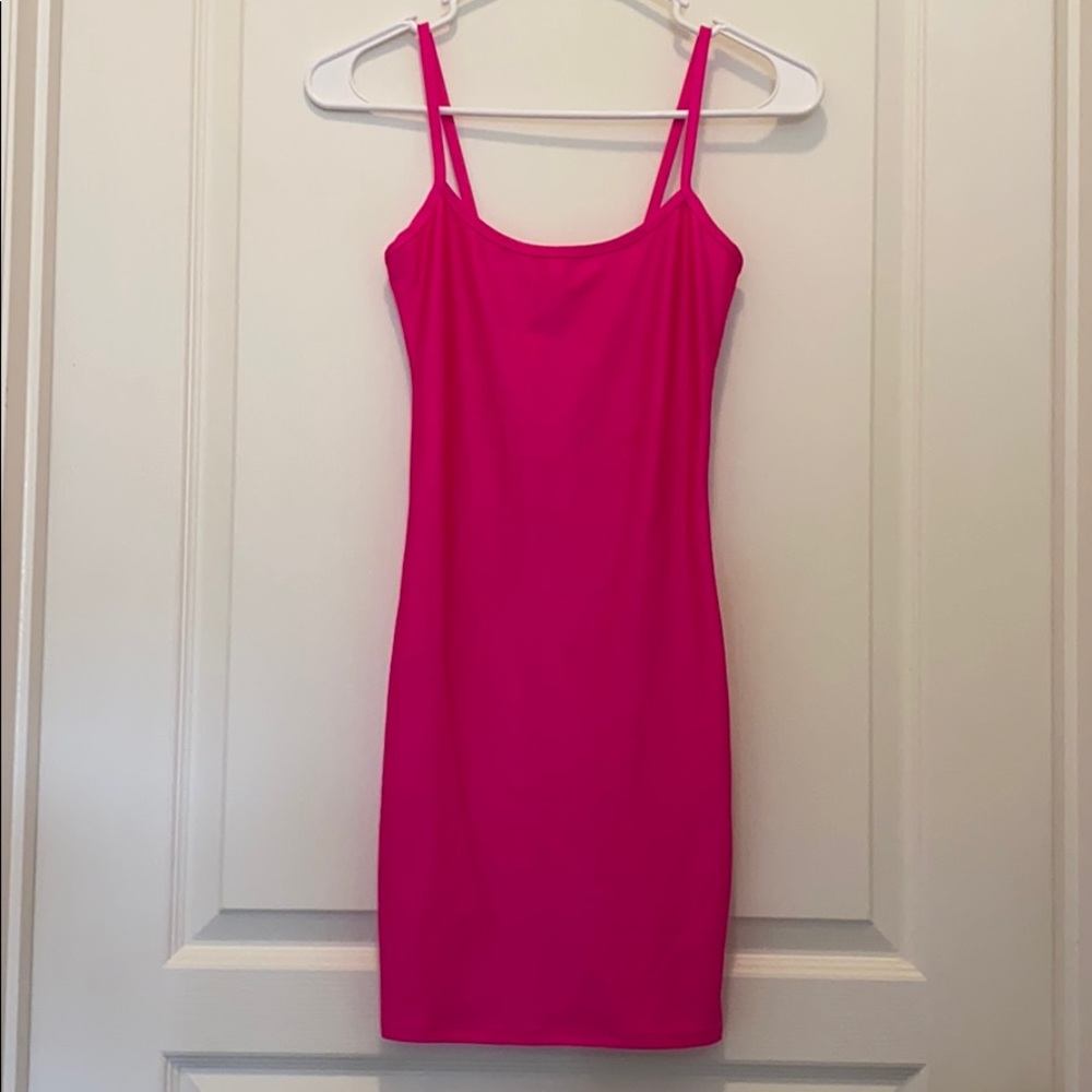 NWOT Hot Pink Bodycon Stretch Festival Mini Dress S
